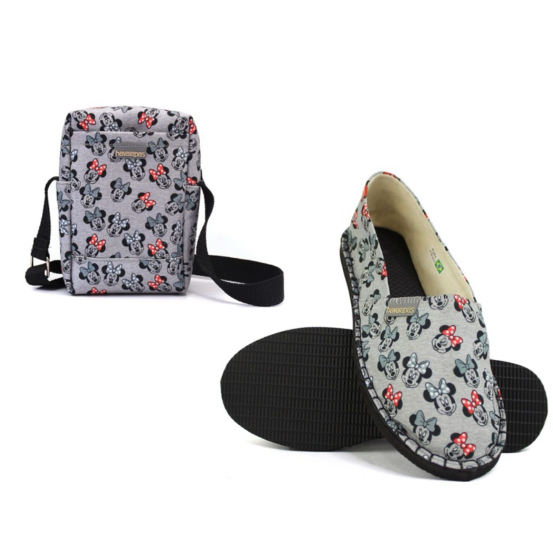 Kit Bolsa + Sapatilha Estampadas Mickey e Minnie – Look Divertido e Confortável!