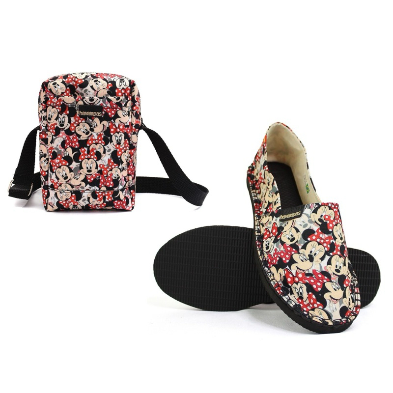 Sapatilha Espadrille + Bolsa Shoulder Bag – Kit com Estampa Mickey e Minnie!