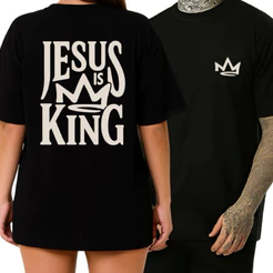 Kit 2 Camiseta/blusas Casal Estampada Jesus is King 100&Algodão