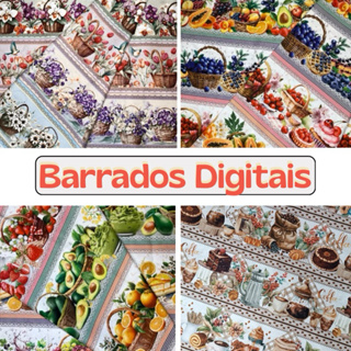 Kit barrados 5 faixas tricoline digital 100% algodão / largura 55cm x 75cm Exclusivos em Oferta na Shopee