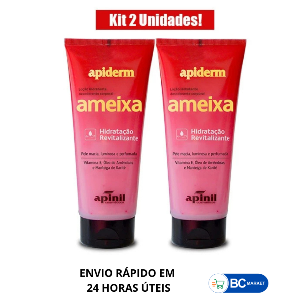 KIT 2 Unidades Loção Hidratante Revitalizante Corporal AMEIXA 190g Apiderm APINIL