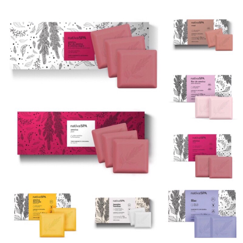O Boticário Nativa SPA Sabonete Vegetal em Barra Perfumado (Ameixa, Jasmin Sambac, Lilac, Rosé)