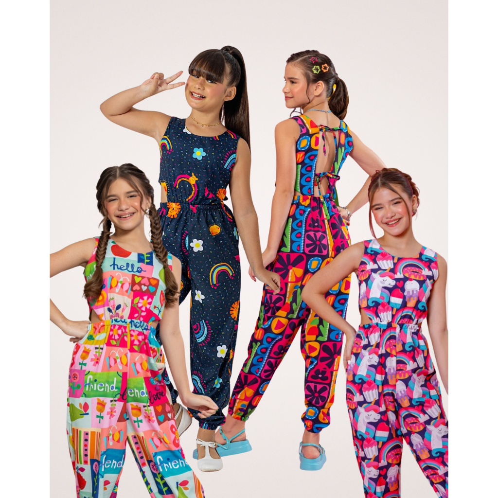 Macacão Isa Estampado Infantil Juvenil, Roupa Menina tam 4, 6, 8, 10, 12,14 Envio Imediato em Oferta na Shopee