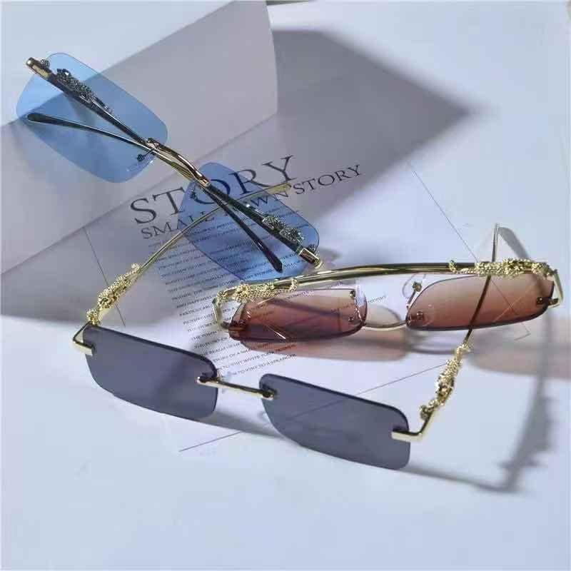 Óculos de Sol Cheetah de Metal Sem Aro Unissex