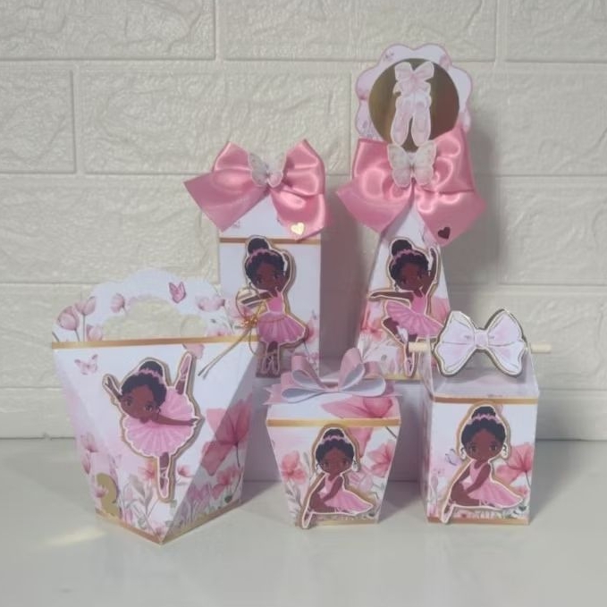 kit clássico de caixinhas personalizada para lembrancinhas de festa de aniversário, tema Bailarina morena,ler descrição.