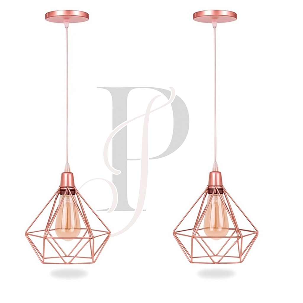 Kit 2 Pendente Lustre Luminária Aramado Diamante em Oferta na Shopee