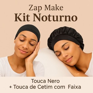 Kit Noturno Touca Nero+ Touca De Cetim Com Faixa Antifrizz,Dormir,Cores Sortidas
