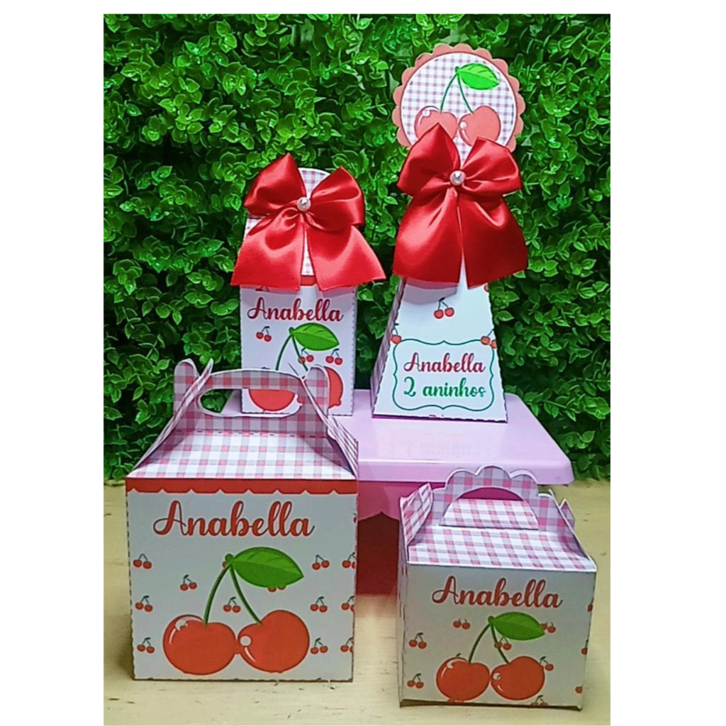 Kit Festa personalizados CEREJINHA Lembrancinhas Festa Infantil Aniversário Caixinhas Mimos para Festa