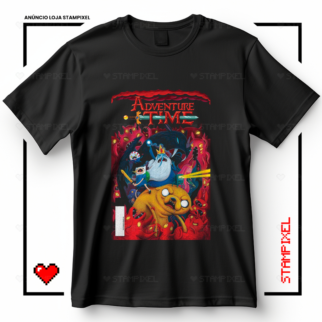 Camiseta Unissex Hora De Aventura Finn Jake Rei Gelado Adventure Time Blusa Desenho T-shirt Geek Camisa 100% Algodão