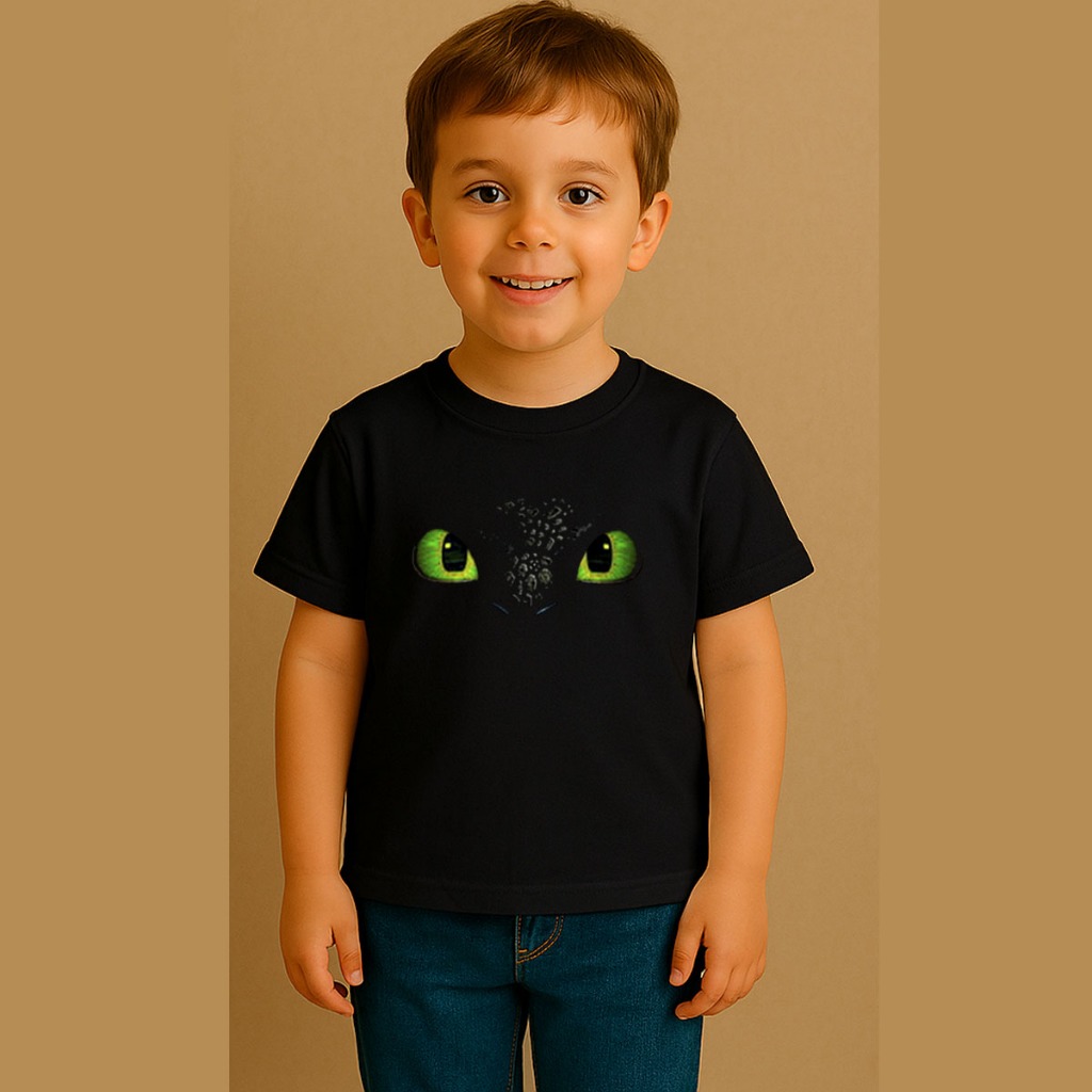 Camiseta T-shirt Infantil Algodão Puro | Moda Kids com Conforto e Qualidade Olhos Banguela & Fúria Filme Dragões