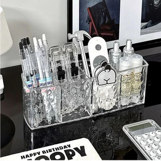Organizador Acrilica  de 4 Divisórias Mesa Para Cosmético Porta Pincel Maquiagem Penteadeira Diamante Multiuso