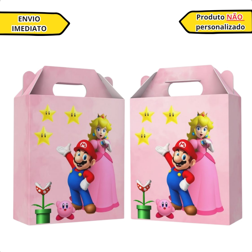 Lembrancinha Super Mario e Princesa Peach Maletinha  Aniversario Festa infantil