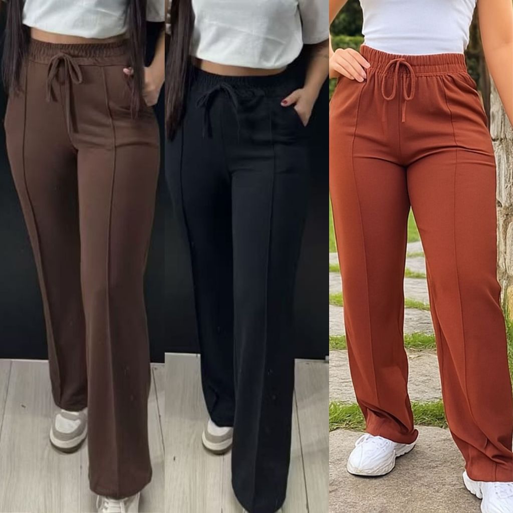 CALÇA MOLETINHO PANTALONA COM BOLSO AMPLO CONFORTÁVEL em Oferta na Shopee