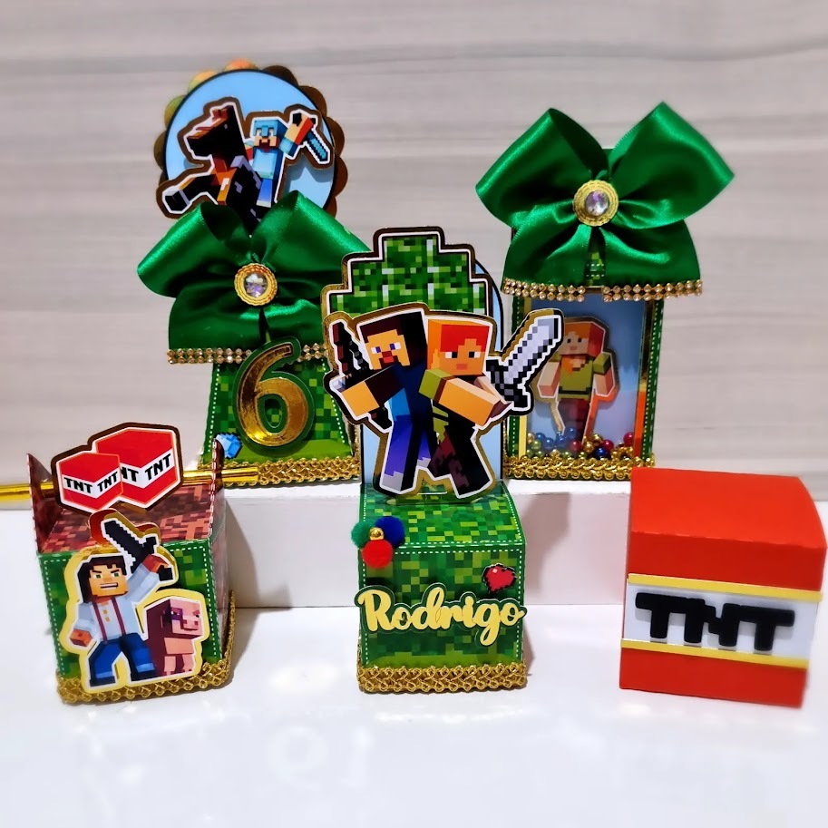 Kit Lembrancinha Minecraft Personalizados Decoração Festa infantil Caixinha Minecraft Papelaria Minecraft
