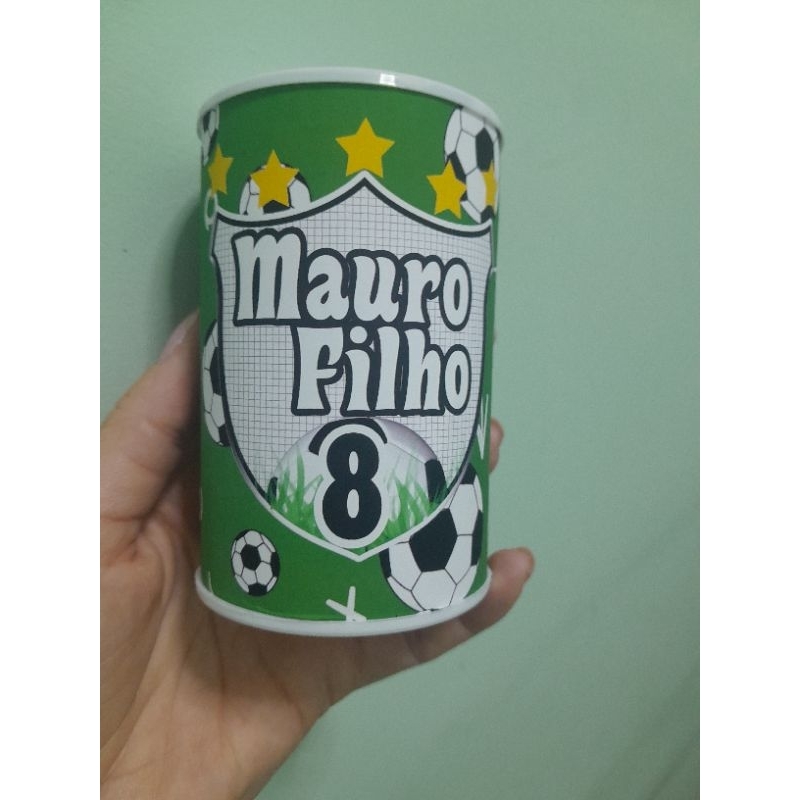 Cofrinho Personalizado +laço + embalagem FUTEBOL |  Lembrancinha Festa Infantil | FAZEMOS TODOS OS TEMAS