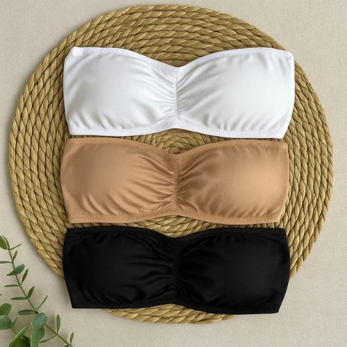 Escolha entre o Kit ou a Unidade Sutiã Tomara que Caia Lingerie Bustiê com Bojo Removível Top Faixa Bojo em Oferta na Shopee