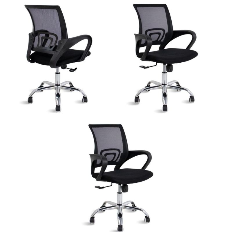 Cadeira de escritório para secretaria Kit 3x cadeira "mesh" confortável até 150kg