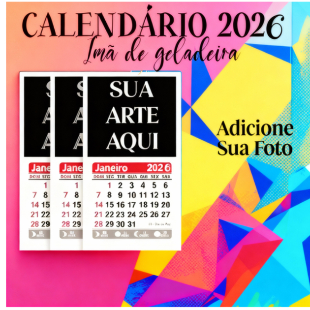 kit Mini Calendários 2026 com ímã - Mimo cliente/Lembrancinha com 20 ou 30