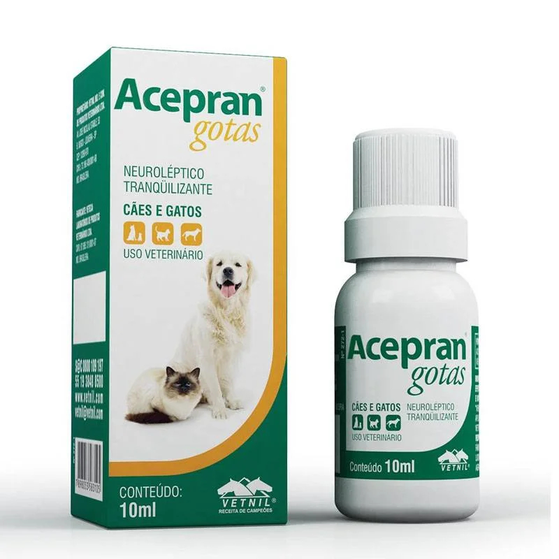 Acepran Gotas 10ml ORIGINAL Tranquilizante Calmante Para Cães E Gatos - Vetnil em Oferta na Shopee