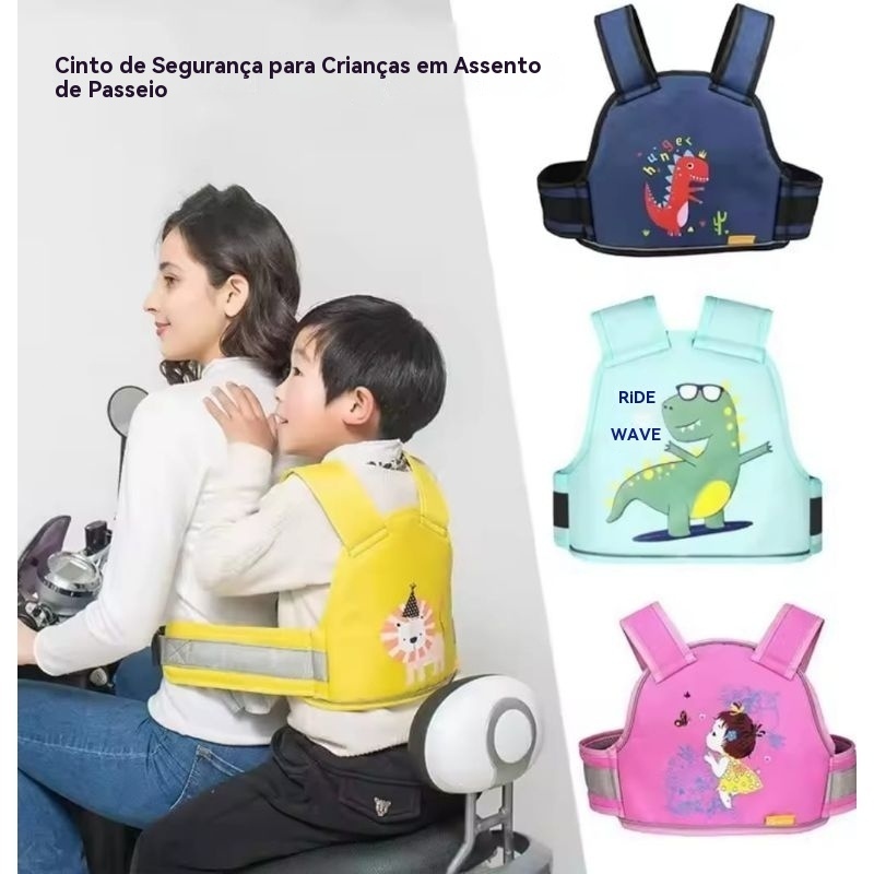 Cinto De Segurança Infantil Ajustável Com Proteção Antqueda Perfeito Para Viagens Em Moto