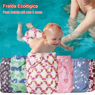 Fralda Com Absorventes de Natação Infantil Reutilizável Ajustável com Botões Impermeável para Bebês em Oferta na Shopee