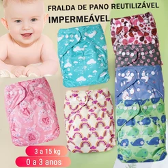 Fralda Ecológica de Natação Infantil Reutilizável Ajustável Para Bebês Impermeável Conforto