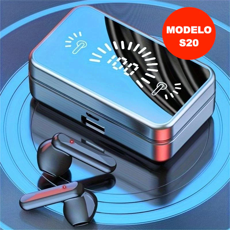 Fone De Ouvido Bluetooth TWS S20/M10 Alto Espelho 5.2 Sem Fio Com Estéreo Binaural Touch HIFI