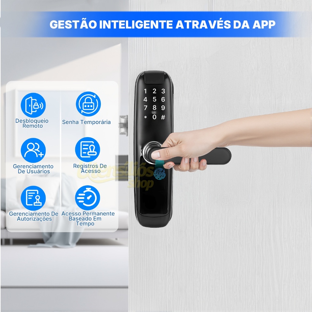 5-em-1 Fechadura Eletrônico Digital Biométrica Wi-fi Com Tuya App · foto 2