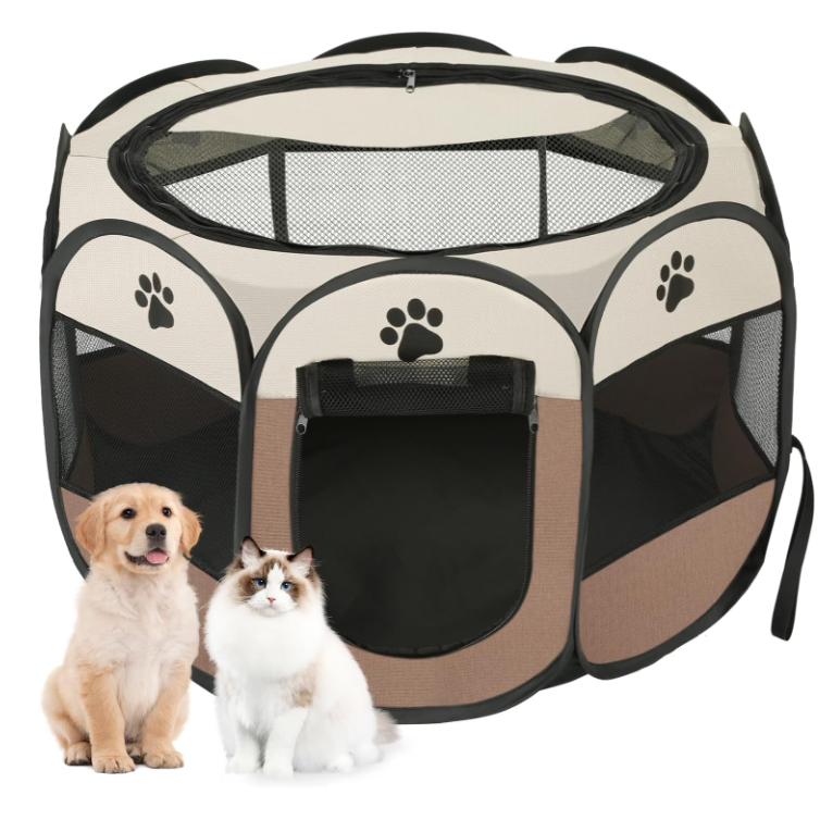 Cercadinho portátil para animais de estimação, cercado para cães e casinha para gatos, adequado para viagens e acampamen