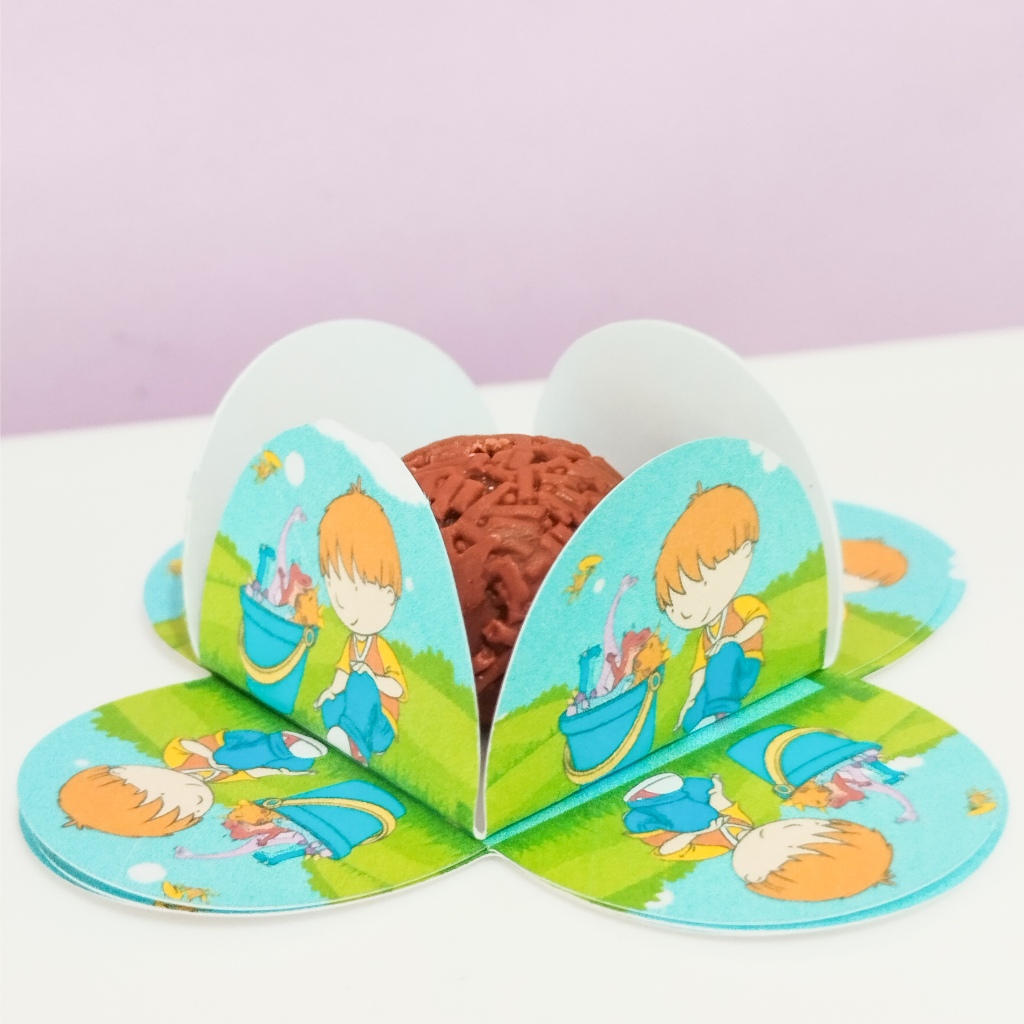 50 Forminha Harry e Balde Dinossauro 4 Pétalas no Doce Brigadeiro Festa Aniversário Personalizado