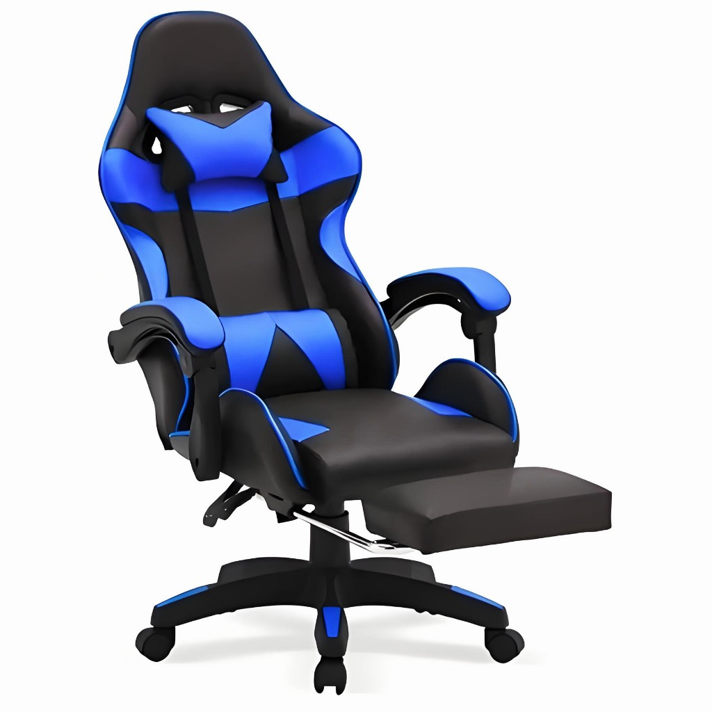 Cadeira gamer Ergonômica Reclinável Altura Ajustável Reclina 180° Couro Sintético Giratória F19