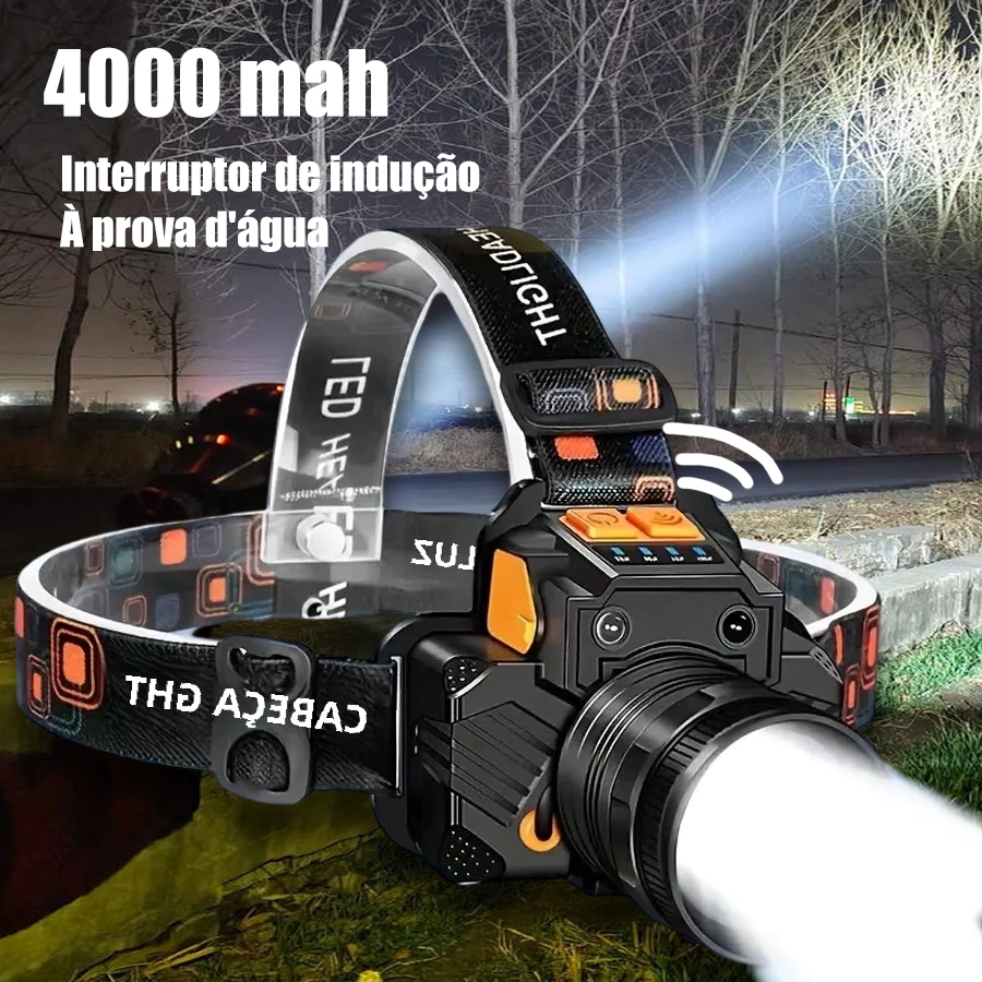 Lanterna De Cabeca Profissional Led Prova D'água Farol De Cabeça Potente Forte