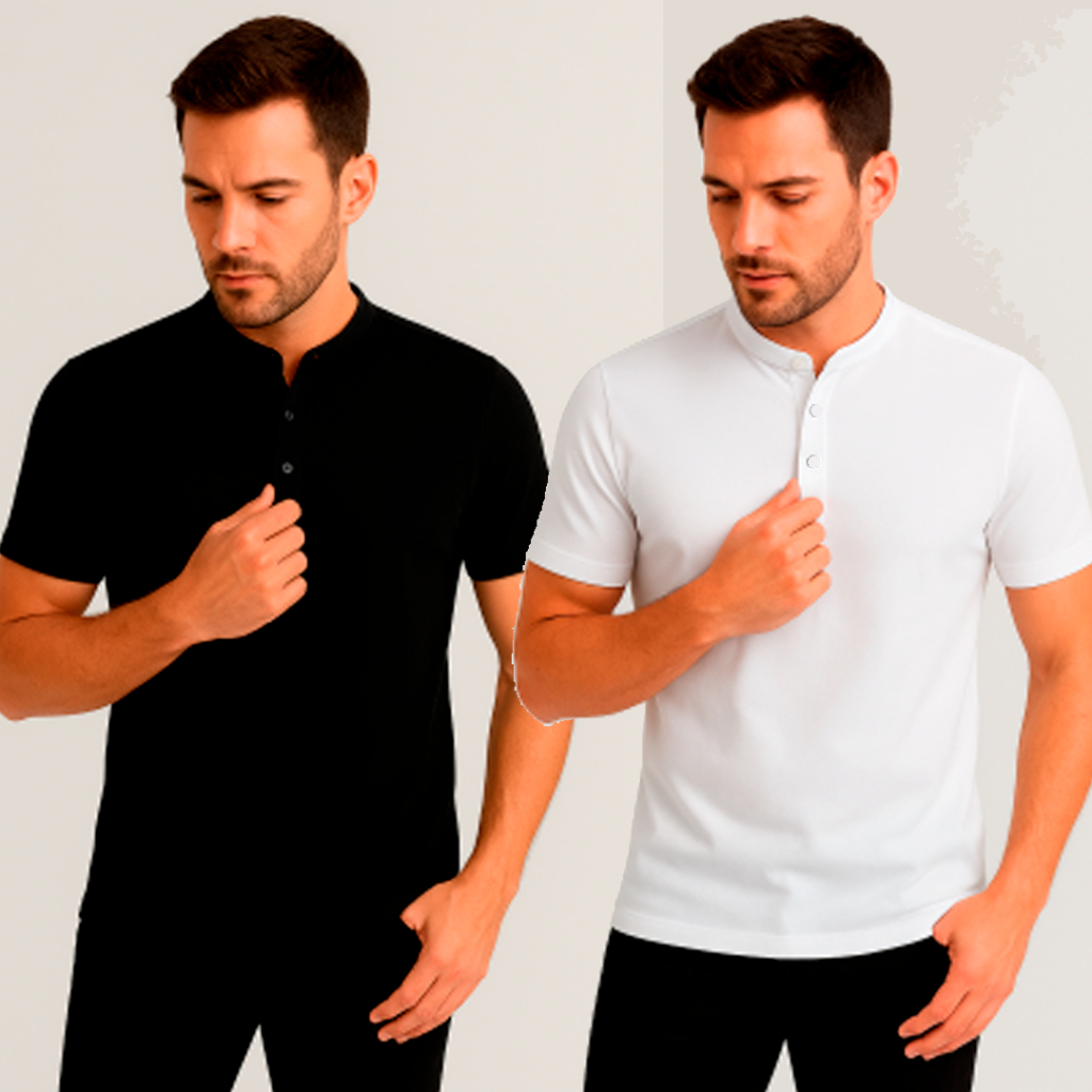 Camisa Masculina Lisa Slim Gola Padre Algodão Peruano  Reforço Ombro