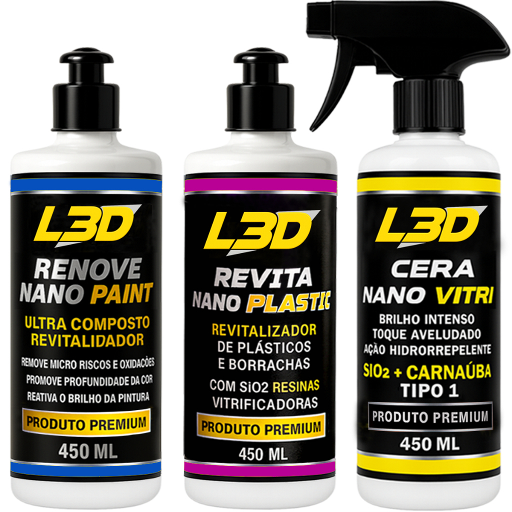 Cera Automotiva L3D  Polidor de Pintura Com Revitalizador de Plástico Interno e Externo