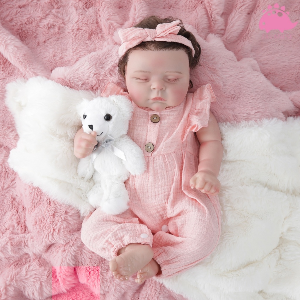 Boneca bebê reborn realidade 100% silicone original menina 48cm rosa crianças presentes ZAVANESE em Oferta na Shopee