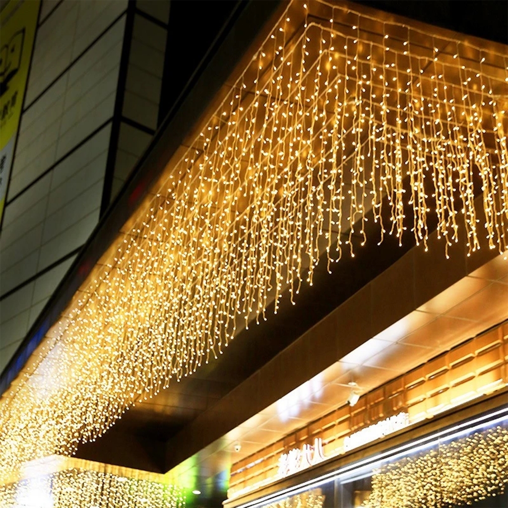 Cascata de Luzes de Natal à Prova d'Água, 10M 400 LEDs 8 Funções 220V ou 110V com Controlador, Conectores Macho e Fêmea​