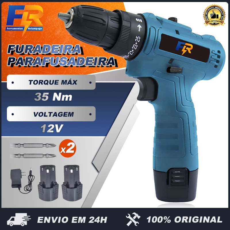 Parafusadeira Furadeira Elétrica Sem Fio 12V Com 2 Bits em Oferta na Shopee