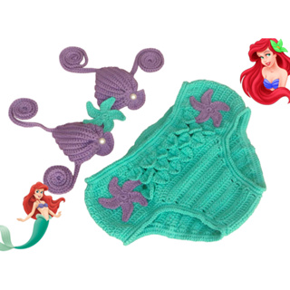 Biquini Sereia Ariel em Crochê para Bebês/Conjunto praia,moda praia infantil em Oferta na Shopee