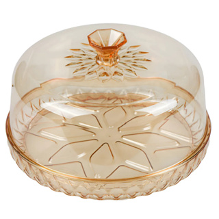 Queijeira P/ Mesa Posta Linha Glamour C/ Tampa 18cm - Em Acrílico Âmbar Citrino em Oferta na Shopee