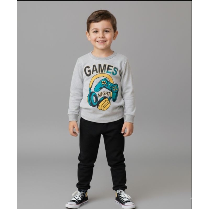 👕 Conjunto Infantil menino  Moletom Aflanelado Meia Estação – Games Night 🎮 | Tamanhos 1 ao 8