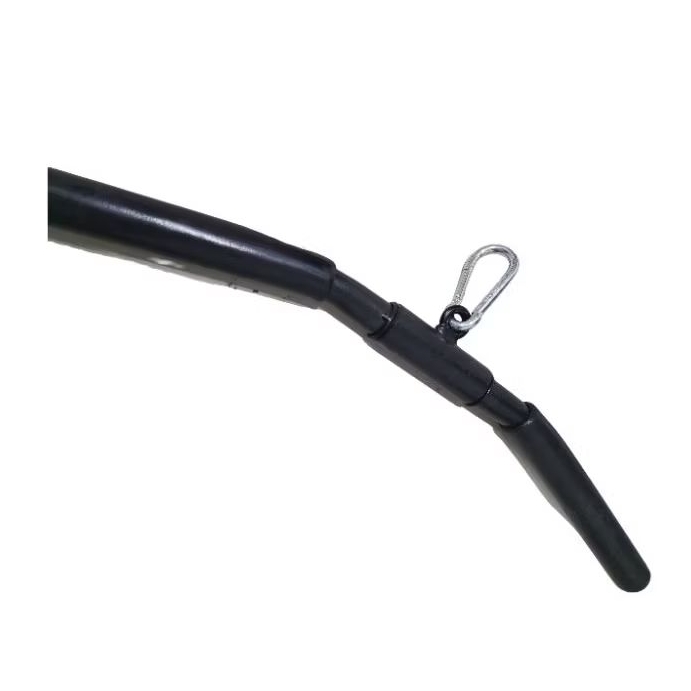 Puxador curvo curto 56 cm com giro + mosquetão triceps academia musculação