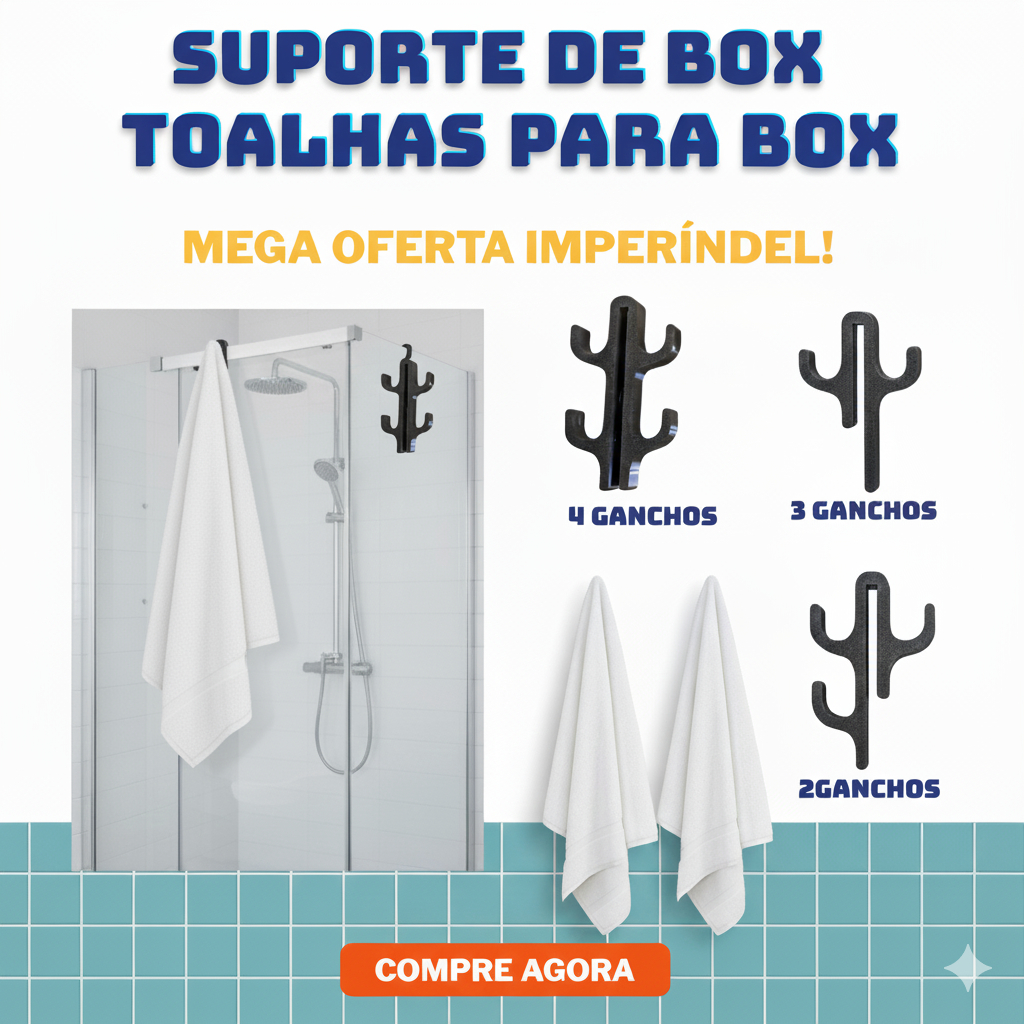 Ganchos de tolha para box de banheiro de vidro GlassGrip