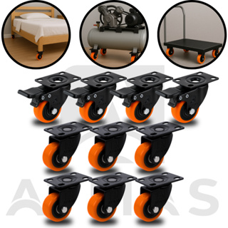 Kit Rodinhas 1,5 Polegada 40mm Reforçada Com Freio E Sem Freio Giratórios Moveis Pesados Roda Grande em Oferta na Shopee