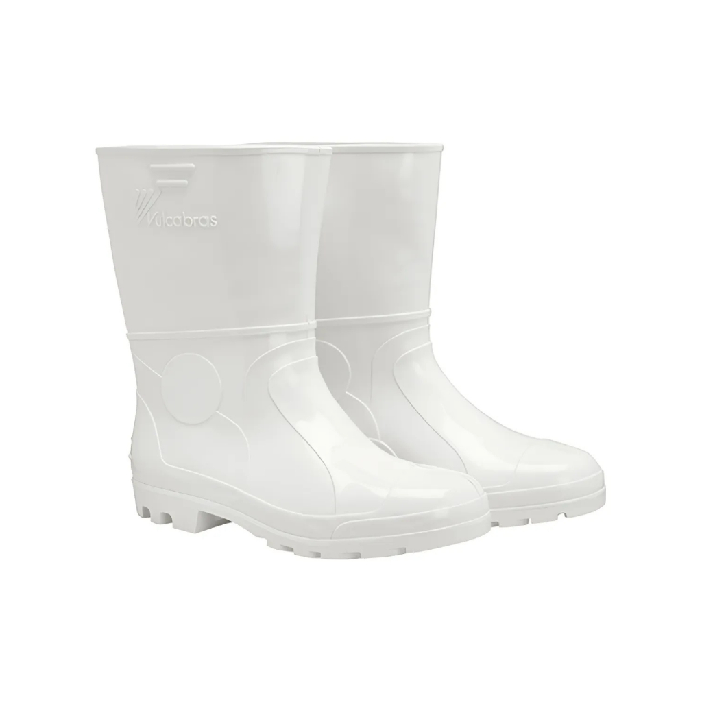 Bota Galocha Pvc Cano Medio Banca Com Bico Biqueira de Aço Vulcabras Ponteira De Ferro Segurança Proteção Epi Borracha