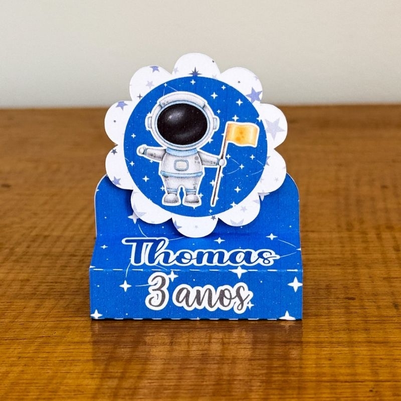 Porta Bis duplo ASTRONAUTA AZUL Pegue Monte Aniversário Mesversário Caixinhas Personalizadas Lembrancinhas