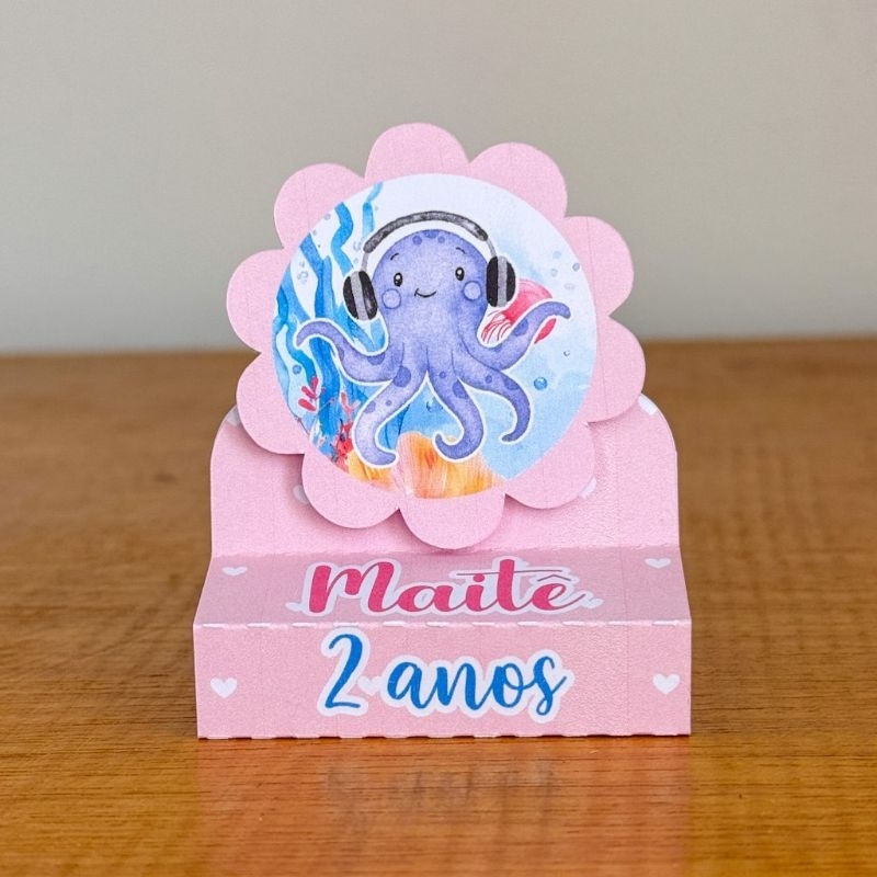 Porta Bis duplo FUNDO DO MAR ROSA Pegue Monte Aniversário Mesversário Caixinhas Personalizadas Lembrancinhas
