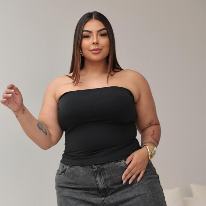 Top Faixa Top Tube Duplo Plus Size Tomara Que Caia Feminino Conforto Essencial Suplex Premium em Oferta na Shopee