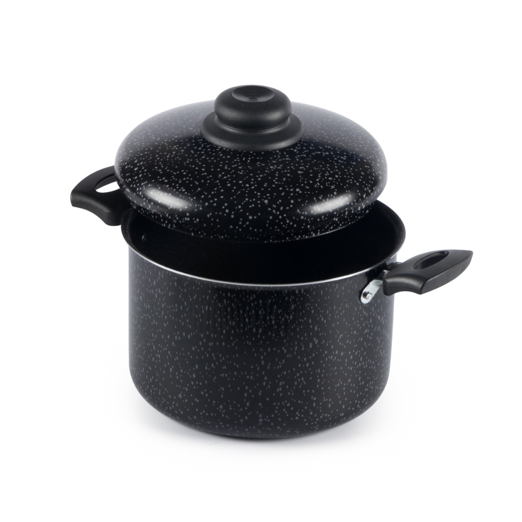 Caldeirão Antiaderente Tampa Aluminio 24Cm 6L Preto Nacional em Oferta na Shopee