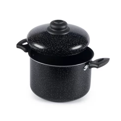 Caldeirão Antiaderente Tampa Aluminio 24Cm 6L Preto Nacional