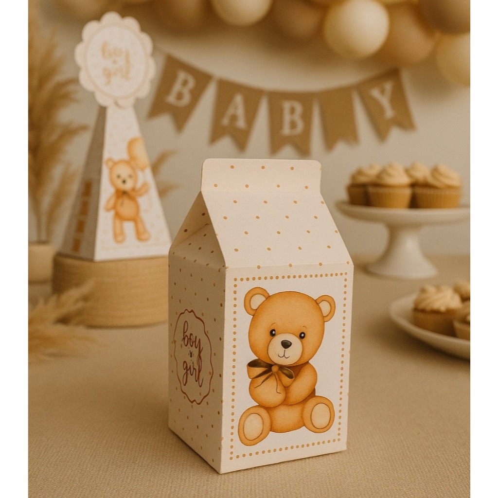 Kit Caixas Personalizadas  Ursinho Pegue e Monte Chá Revelação Personalizados Ursinho Chá de Bebê